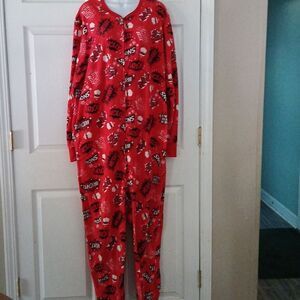 Jammies for the Family  Mens Holiday Christmas Santa one piece pajamas  Sz L